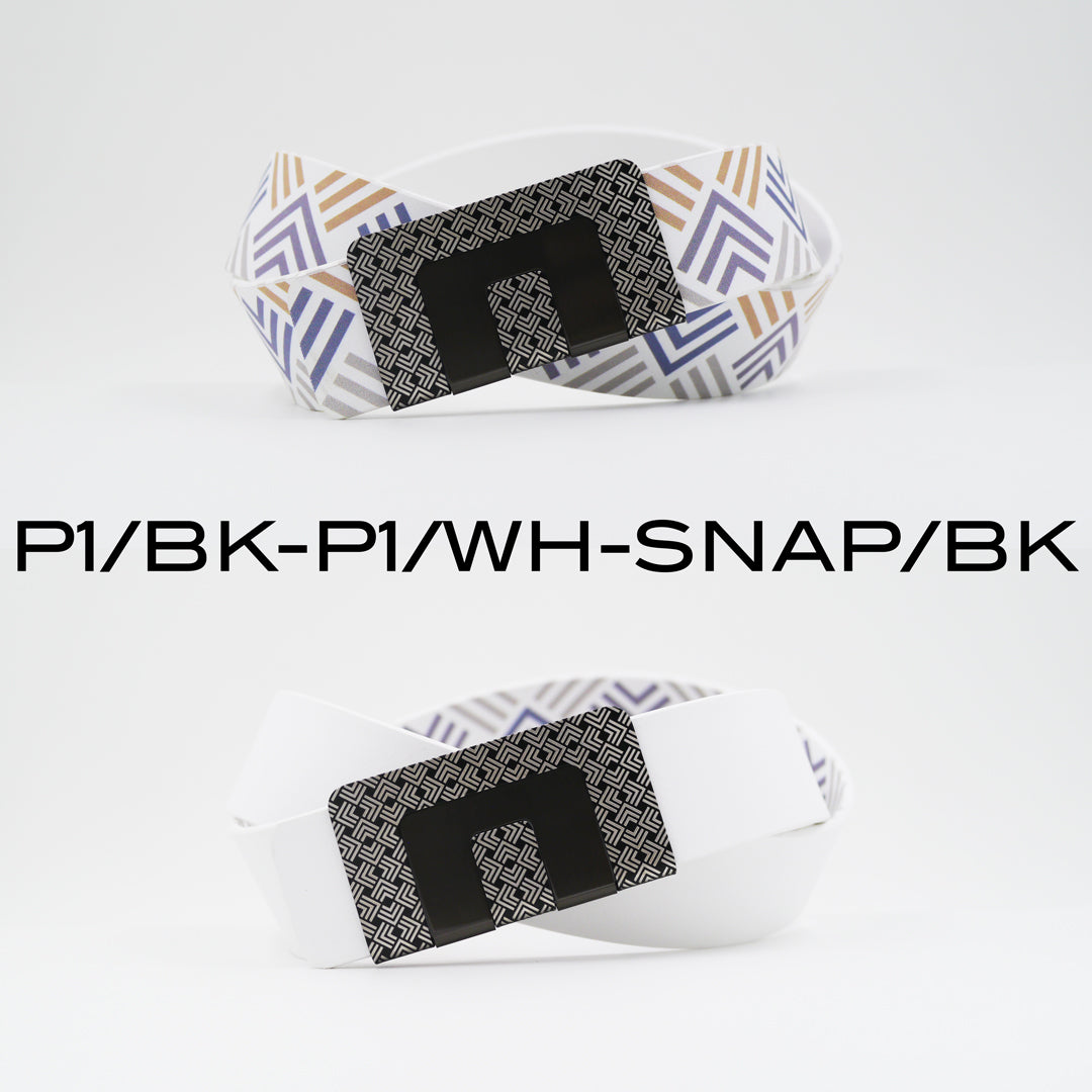 MIN BELT - BLACK P1 BUCKLE, WHITE P1 STRAP